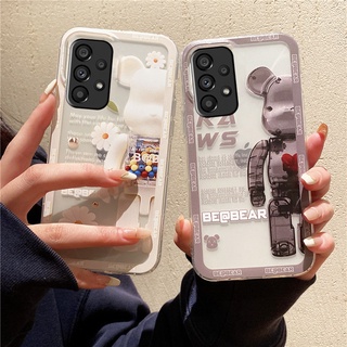 เคสโทรศัพท์มือถือแบบนิ่ม ใส กันกระแทก ลายการ์ตูนหมีน่ารัก สําหรับ Samsung Galaxy A13 A23 LTE A33 A53 A73 A03 A03S M23 M33 S22 Ultra S22+ S21 S21+ FE 5G 4G