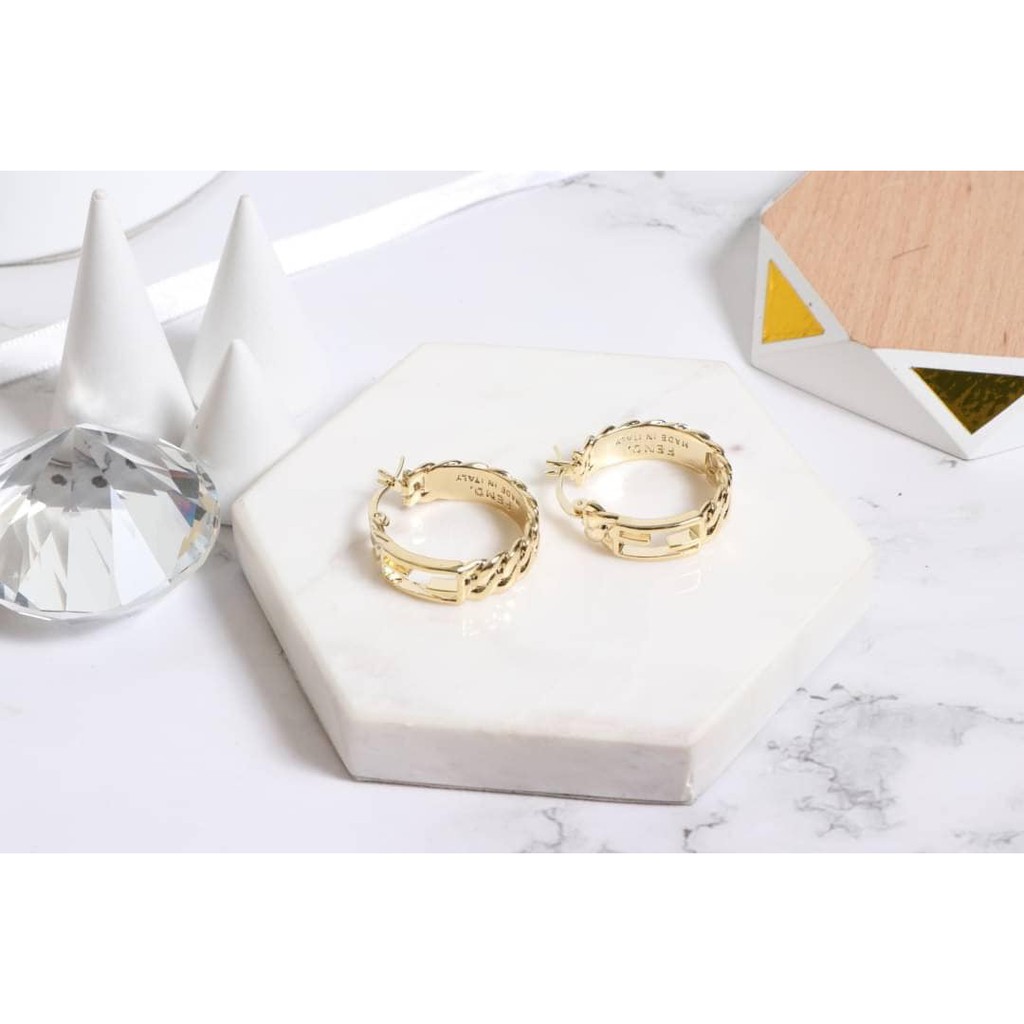 ต่างหูห่วง FF อะไหล่สีทอง  (A53)