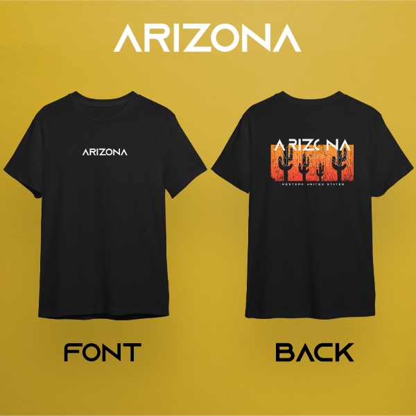 เสื้อยืดสีดำ Arizona ผ้า PREMIUM  COTTON 100%  COMB 30