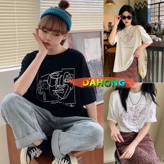 Dahong 💖 เสื้อยืด 6789 เสื้อยืดแขนสั้น Oversize เสื้อยืดสกรีนลาย สไตล์อาร์ต แนวมินิมอล เสื้อผ้าแฟชั่นวัยรุ่นเกาหลี