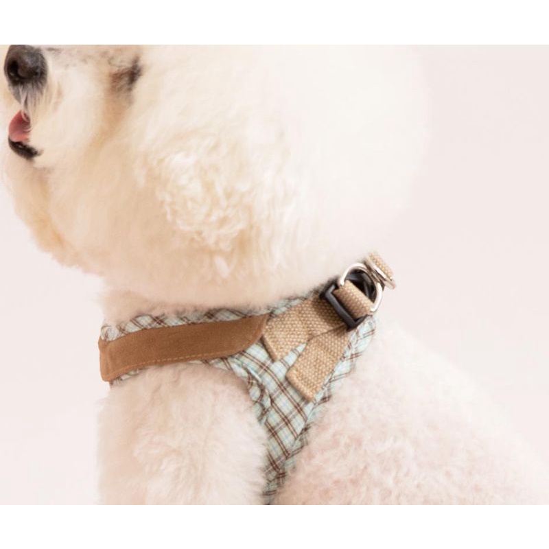 Puppy Gallery  เสื้อรัดอกสุนัข สายรัดอกสุนัข เสื้อสายจูงสุนัข รุ่นคอปก Marron Check Collar Harness สไตล์เกาหลี รูปที่ 4