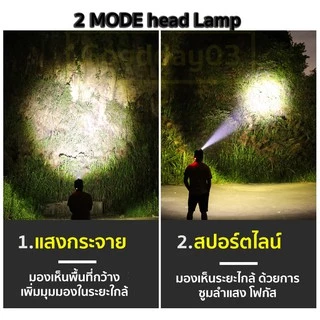 TK30 ไฟฉายคาดหัวแรงสูง 2in1+สปอร์ตไลน์ ไฟฉายทหาร ซูมแสงได้ สายชาร์จusb+ถ่านชาร์จแท้ อึด 8-10ชั่วโมง