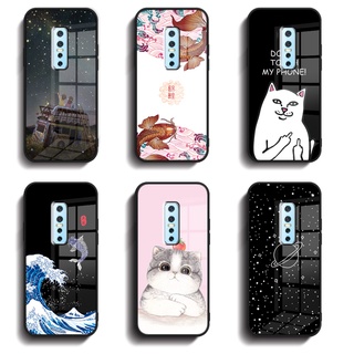 เคสกระจกนิรภัย แบบแข็ง ขอบซิลิโคนนิ่ม สําหรับ VIVO 1910 V17 pro