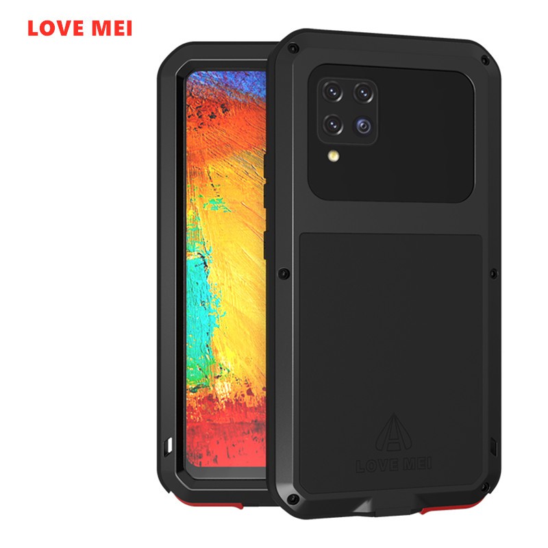 Love Mei เคสกระจกนิรภัยกันน้ํากันกระแทกสําหรับ Samsung Galaxy A42
