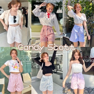 (ใส่โค้ดWHJHDTลด20%)Seoulday_Stuff💚Candy Scott กางเกงขาสั้นเอวสูง ลายสก็อต สีหวานละมุนมากๆ