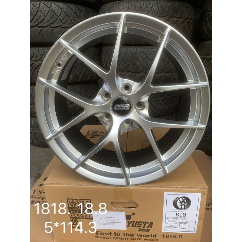 ล้อแม็กใหม่ BBS  สี Hyper Silver  งานYUSTA - ขอบ18  นิ้ว ( 18 x 8 x 5 รู*114.3 ) ET35 ซือ