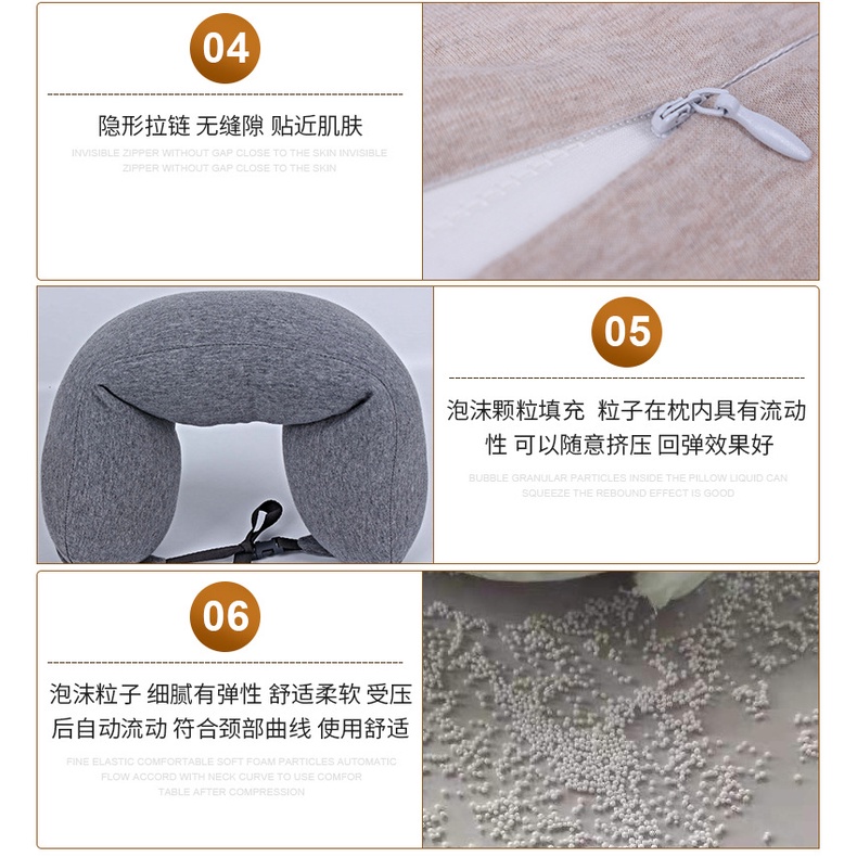 MUJI สไตล์ U เดินทางหมอนรองคอสำนักงานนอนคว่ำหมอนผ้าฝ้าย 100% ล้างทำความสะอาดได้