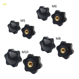 WER 10PCS M5 M6 M8 M10 Plum Hand Tighten Nuts Manual Clamping Knob Star Thumb Nut