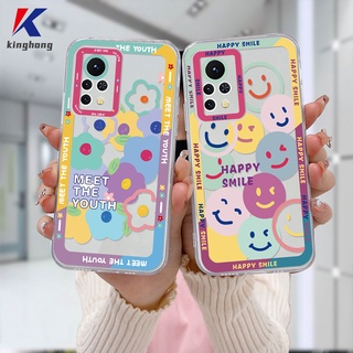 เคสใหม่ นิ่ม For Infinix Hot 11S NFC 10 11 Play 10 10t 10s NFC 10i 9 Pro 10 Lite 11 Plus Hot 9 Play 11 Infinix Smart 6 5 4 4C 5 Pro Tencno Spark 5 PRO TPU นิ่ม แบบใส กันแตก ลายดอกไม้ หน้ายิ้ม เคสโทรศัพท์มือถือ