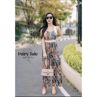 จั๊มสูทขายาวอัดพลีทแถบครีม งานป้าย Pairy tale SizeL ***มือ1ป้ายห้อย