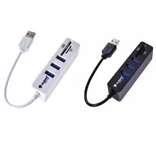 NUBWO ตัวเพิ่มช่องUSB+ตัวอ่านการ์ด HUB USB 3 Port +Card Reader 2.0 (2in1) รุ่น NCR-100