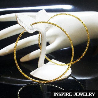 Inspire Jewelry ,ต่างหูห่วงทองตัดลายแบบร้านทอง ทำลายงานปราณีตมีให้เลือกหลายขนาด วัดเส้นผ่านศูนย์กลางจากซ้ายถึงขวา4cm