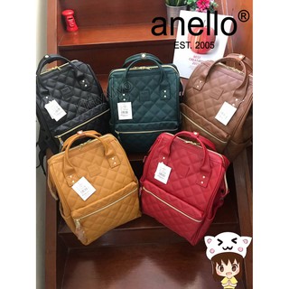 #ของแท้ 100% ANELLO รุ่นปี 2018 หนังลายตาราง กระเป๋าเป้สะพายหลัง รุ่นหนังนิ่ม PU Leather ของแท้ 100% แบรนด์อเนลโล