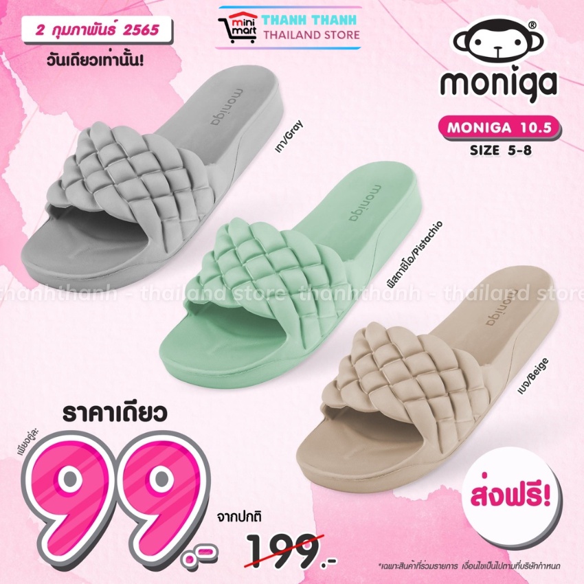 Monobo moniga 10.5 รองเท้าแตะผู้หญิงไทยน้ําหนักเบาพิเศษพร้อมสายรัดขึ้นรูป