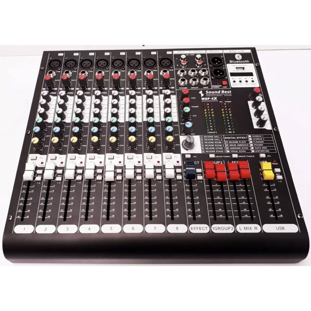 MIXER มิกเซอร์ 8 ช่อง ยี้ห้อ SoundBest รุ่น MGP-8X Bluetooth เล่นได้ทั้ง USB MP-3 Bluetooth