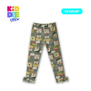 KiddeeCrew เลกกิ้งเด็กผู้หญิงสีเทาลายขนมปัง มีโบว์ Gray leggings with bread pattern เหมาะสำหรับอายุ 1-10 ปี