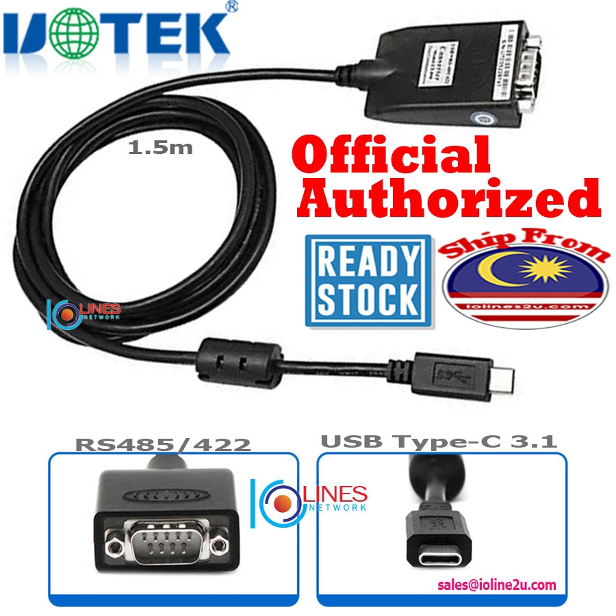 UOTEK UT-890-TC Type-C ถึง RS485 RS422 Serial Converter DB9 FTDI FT232 WINXP/7/8/10/11 เกรดอุตสาหกรร
