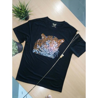 KUNI#K95 เสื้อยืดลายเสือชีตาร์  Bling Cheetah rhinestone t-shirt by kunibrand