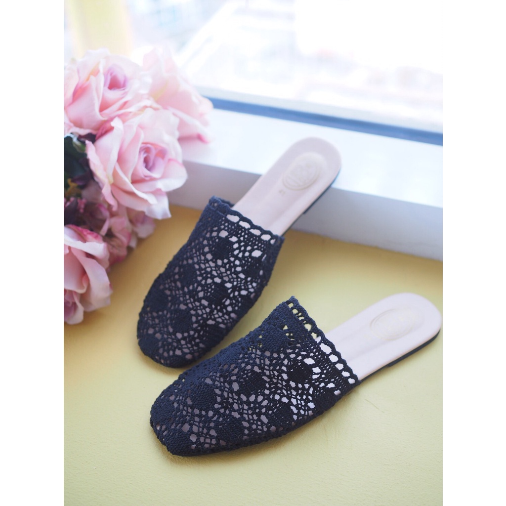 (🇹🇭พร้อมส่ง) Size36-40มีเก็บเงินปลายทาง👠รองเท้าเปิดส้นลูกไม้แบบเก๋น่ารัก..พื้นรองฟองน้ำใส่นิ่มสบายค่ะ