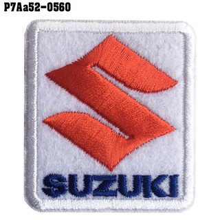 อาร์มติดเสื้อ ตัวรีดติดเสื้อ อาร์มปักลาย โลโก้รถ SUZUKI /Size 5.3*4.7cm #ปักขาวแดงน้ำเงินพื้นขาว รุ่น P7Aa52-0560