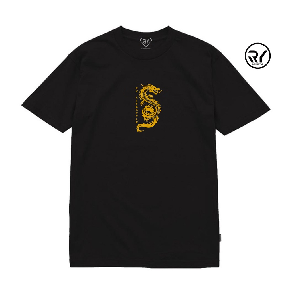 KATUN RY Fashion 88 - Premium DRAGON T-Shirt Gold Motif 24s Cotton Material