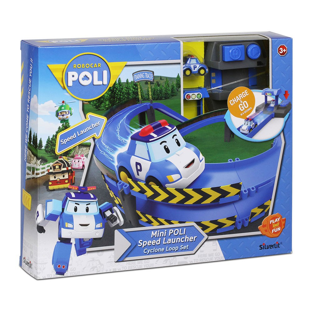 (ของแท้ 100%) Robocar Poli Mini Playset Speed Launcher Cyclone Loop โรโบคาโพลิ