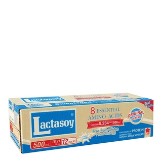 แลคตาซอย นมถั่วเหลือง ยูเอชที รสหวาน 500 มล. แพ็ค 12 กล่อง Lactasoy Soy Milk UHT Original Sweet 500 ml X12 Boxes