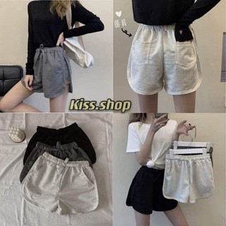 Kiss.shop🌟พร้อมส่ง🌟กางเกงขาสั้นผ่าข้าง มีกระเป๋าข้างหน้าใส่แล้วสวยใส่แล้วสบายจ้า(kk6)