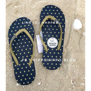 จุด พื้นกรมท่า บรอนซ์ Navy bronze dot Hippo shoe  รองเท้าแตะฮิปโป 36-37-38-39- 40