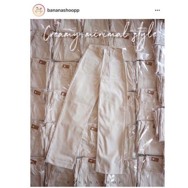 ส่งต่อกางเกงยีนส์ จากร้าน bananashop สีครีม👖