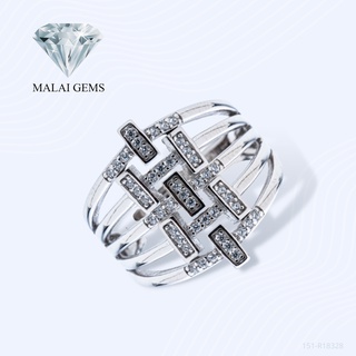 Malai Gems แหวนเพชร 5 แถว เงินแท้ 925 เคลือบทองคำขาว ประดับเพชรสวิส CZ รุ่น 151-R18328แถมกล่อง แหวนเงินแท้ แหวนเงิน แหวน