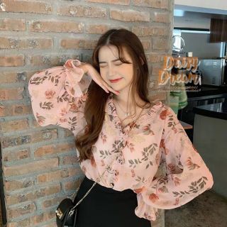 [พร้อ​มส่ง]​Shiffon pink top