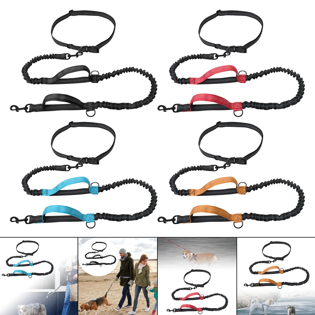 Adjustable Hands Free Dog Leash Running Reflective Walking Hiking ...