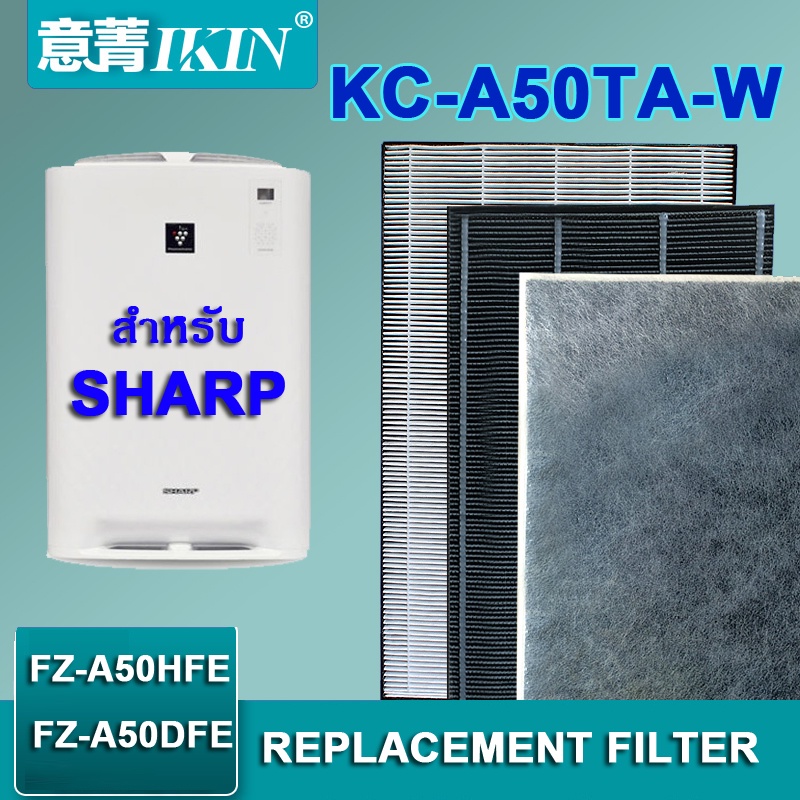 ชุดแผ่นกรองอากาศ IKIN HEPA และ คาร์บอน สำหรับเครื่องฟอกอากาศ SHARP รุ่น KC-A50TA-W (รหัสแผ่นกรอง FZ-A50HFE / FZ-A50DFE)
