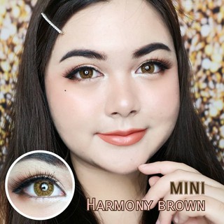 mini Harmony Brown (1) มินิ น้ำตาล ทรีโทน โทนแบ๊ว Kitty Kawaii เลนส์พรีเมี่ยม ค่าอมน้ำสูง Bigeyes คอนแทคเลนส์ ค่าสายตา