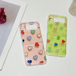 เคสโทรศัพท์มือถือแบบใส ลายหัวใจน่ารัก แฟชั่น สําหรับ Samsung Galaxy Z Flip 3 5G Z Flip 4 Flip4