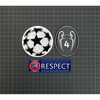 อาร์ม กำมะหยี่ Patch UEFA Champions League Starball, 4 Times Winners &amp; RESPECT Sleeve Patches Badges Ajex