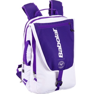 Babolat Pure Wimbledon กระเป๋าเป้สะพายหลัง ความจุ 3 แพ็ค สีขาว ม่วง สําหรับเล่นกีฬาเทนนิส