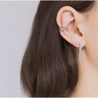 Victory earcuff ต่างหูเงินแท้ ชุบทองคำขาว ประดับเพชรสวิตน้ำ100 แบรนด์ Dusadee Jewelry