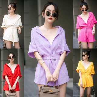 Vshop Jumpsuit ขาสั้นผ้ายีนส์ ดีไซน์เก๋ น่ารักมากๆ  ชุดเดียวจบ ใส่ได้ทุกโอกาส. เสื้อผ้าแฟชั่น สวย ๆ อิน เทรน ด์