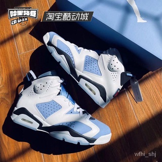 Halleluya Air Jordan 6 AJ6North Carolina University รองเท้าบาสเก็ตบอล สไตล์เรโทร สีฟ้า CT8529-410 JJZS