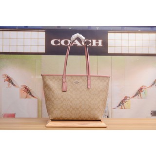 #COACHF58293 COACH CITY ZIP TOTE IN SIGNATURE COATED CANVAS (COACH F58292) SIZE : 16" (ปากL) x 10 1/2" (H) x 5 1/2" (W)