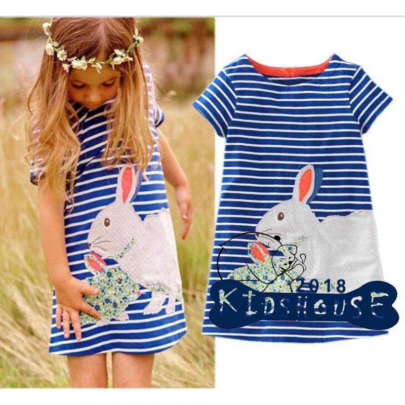 UEO-เด็กน่ารักเด็กทารกชุดฤดูร้อนแขนสั้นเสื้อกระต่ายการ์ตูนเสื้อผ้า 2-7Y