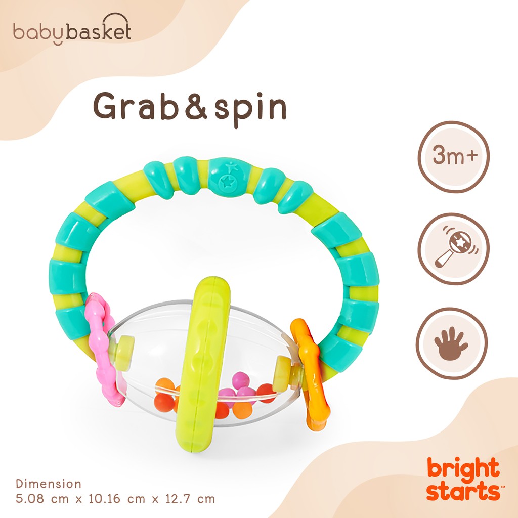 ของเล่นเด็ก ของเล่นเขย่าพร้อมลูกปัด Bright Starts Grab & Spin ช่วยเสริมสร้างพัฒนาการ
