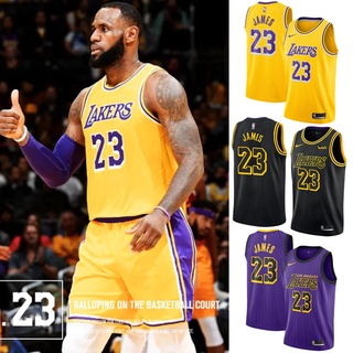 #เสื้อกีฬาบาสเก็ตบอล ลายทีม Lakers Urban 23 James No.23 สีเหลือง