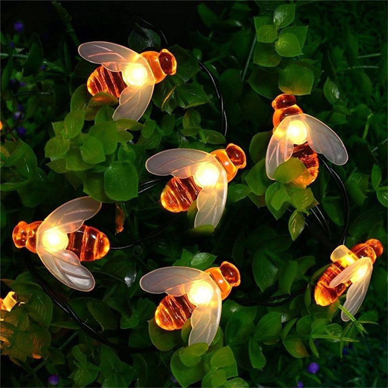 ไฟตกแต่งโซล่าเซลล์ LED ไฟผึ้งกันน้ำ ประประดับกระพริบ solar-bee 5 เมตร 20 LED decoration light ไฟปีใหม่ ไฟคริสมาส