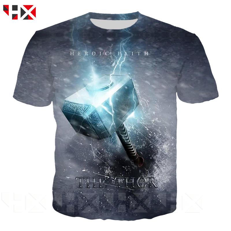 เสื้อยืดแขนสั้นพิมพ์ลาย Avengers Thor Quake 3D