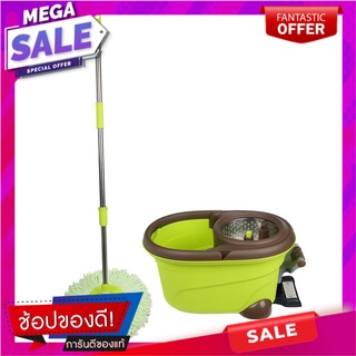 ชุดอุปกรณ์ถังปั่นพร้อมไม้ม็อบ POWER GREEN COSMO สีเขียว ไม้ม็อบและอุปกรณ์ SPIN BUCKET MOP SET POWER GREEN COSMO BROWN อุ