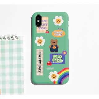 เคสโทรศัพท์มือถือ แบบบาง ลาย Happy Day สีมินต์  5 แบบ แฮนด์เมดสไตล์เกาหลี สำหรับ iPhone 8 xs xr 11pro 11 12 12pro mini Samsung