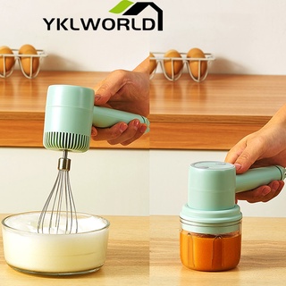 YKLWORLD เครื่องตีไข่ไฟฟ้าไร้สาย 250ml เครื่องปั่นกระเทียม ที่บดกระเทียม 3 ระดับ USB ชาร์จ Egg Beater